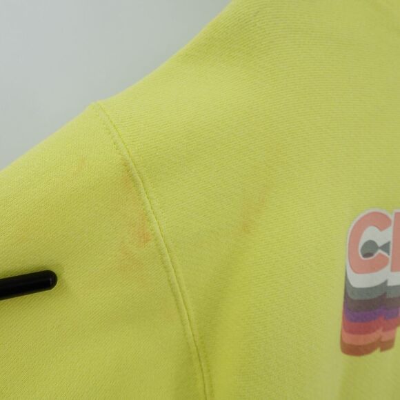 Champion Reverse Weave Hoodie Sweater Mens Medium Yellow Graphic Logo Cadmium - Picture 5 of 16